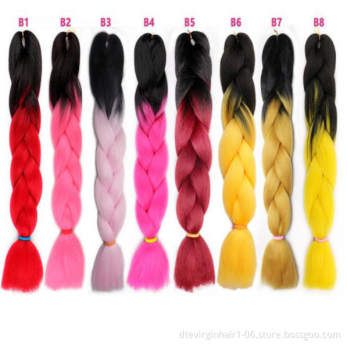 DTL Factory Wholesale Hot selling Ombre Braiding Hair Wholesale 100g African Crochet Braids Hair 24 inch Synthetic Hair